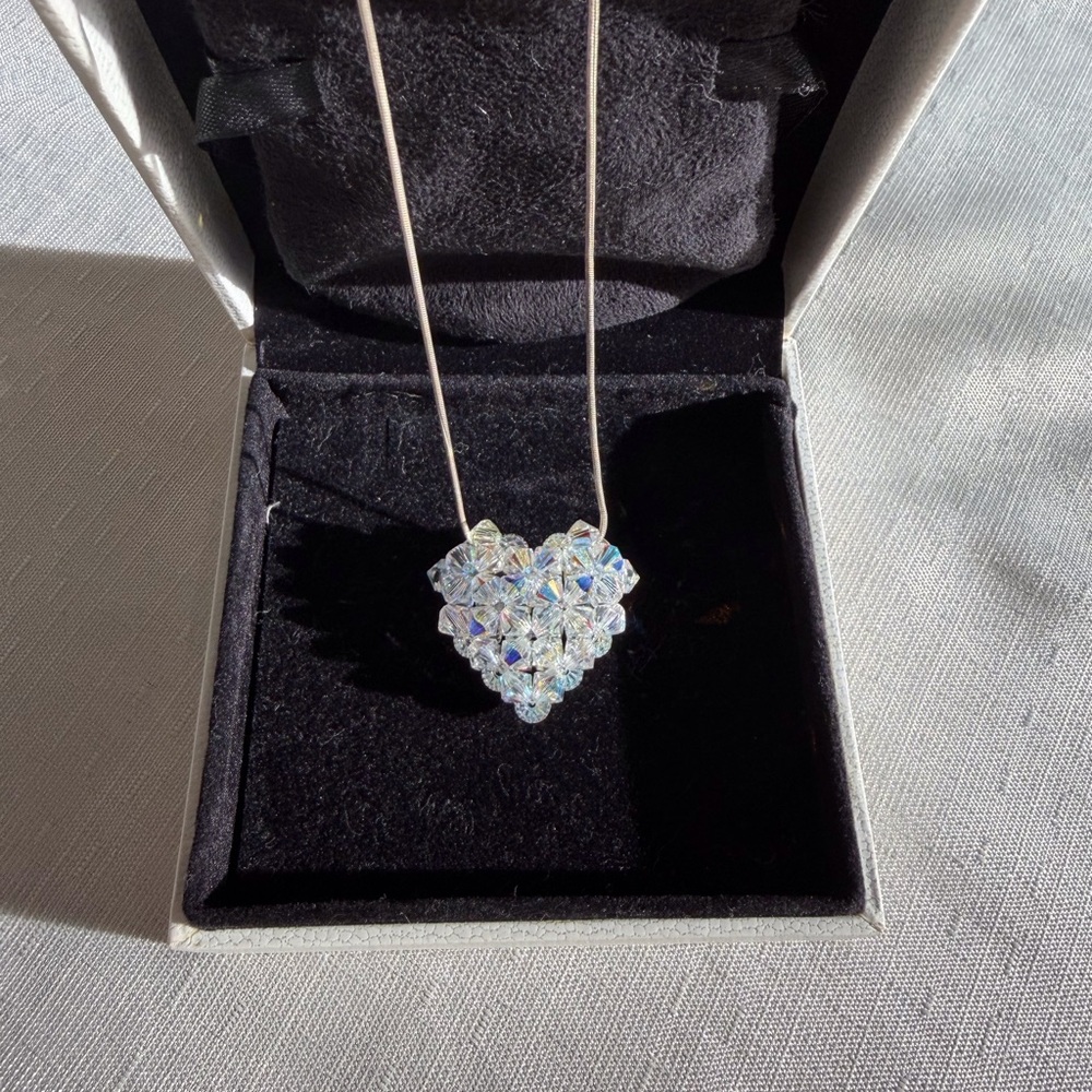 Aurora Borealis Crystal Heart Pendant Necklace
